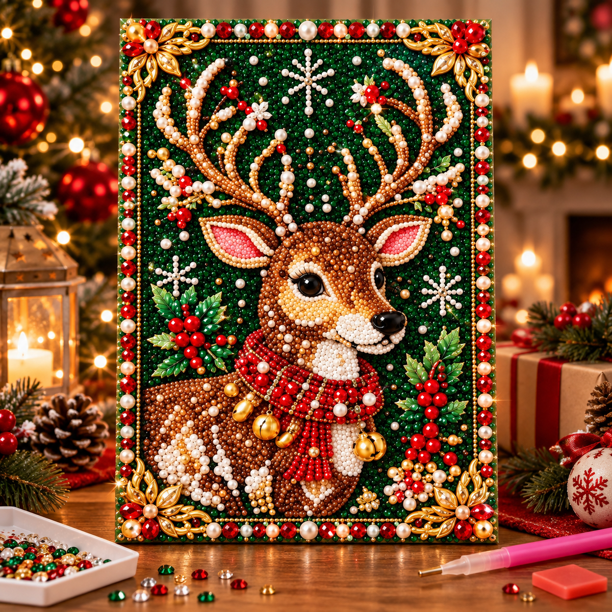 Limited-Time Offer | Christmas DIY Diamond Painting Kit – Sparkling Hanging Decor, Holiday Gift & Family Craft Activity