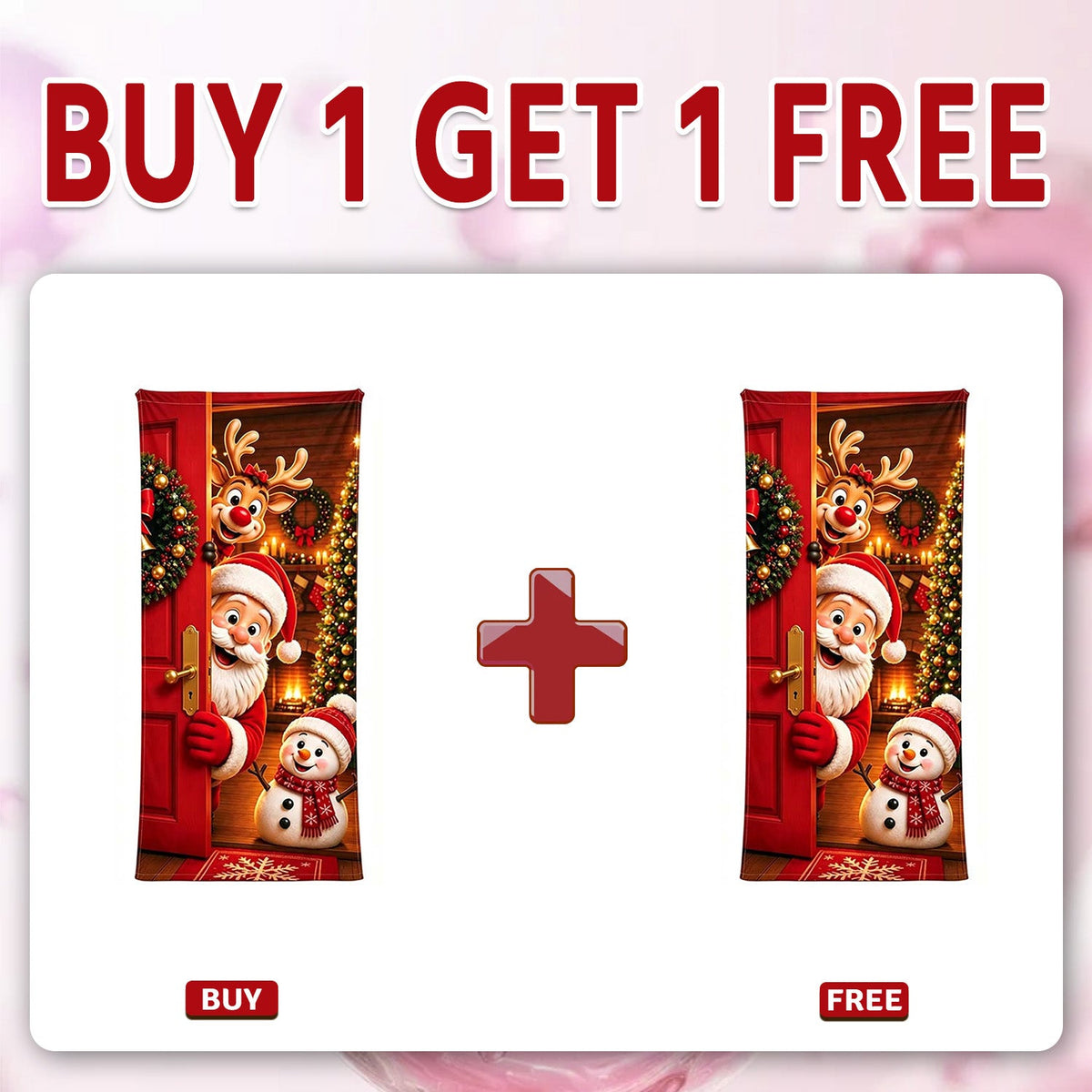 🎄 Limited-Time Sale | Christmas Stretch Door Cover – Santa & Reindeer Décor, 4-Side Elastic Fit, Installs in Seconds 🎅