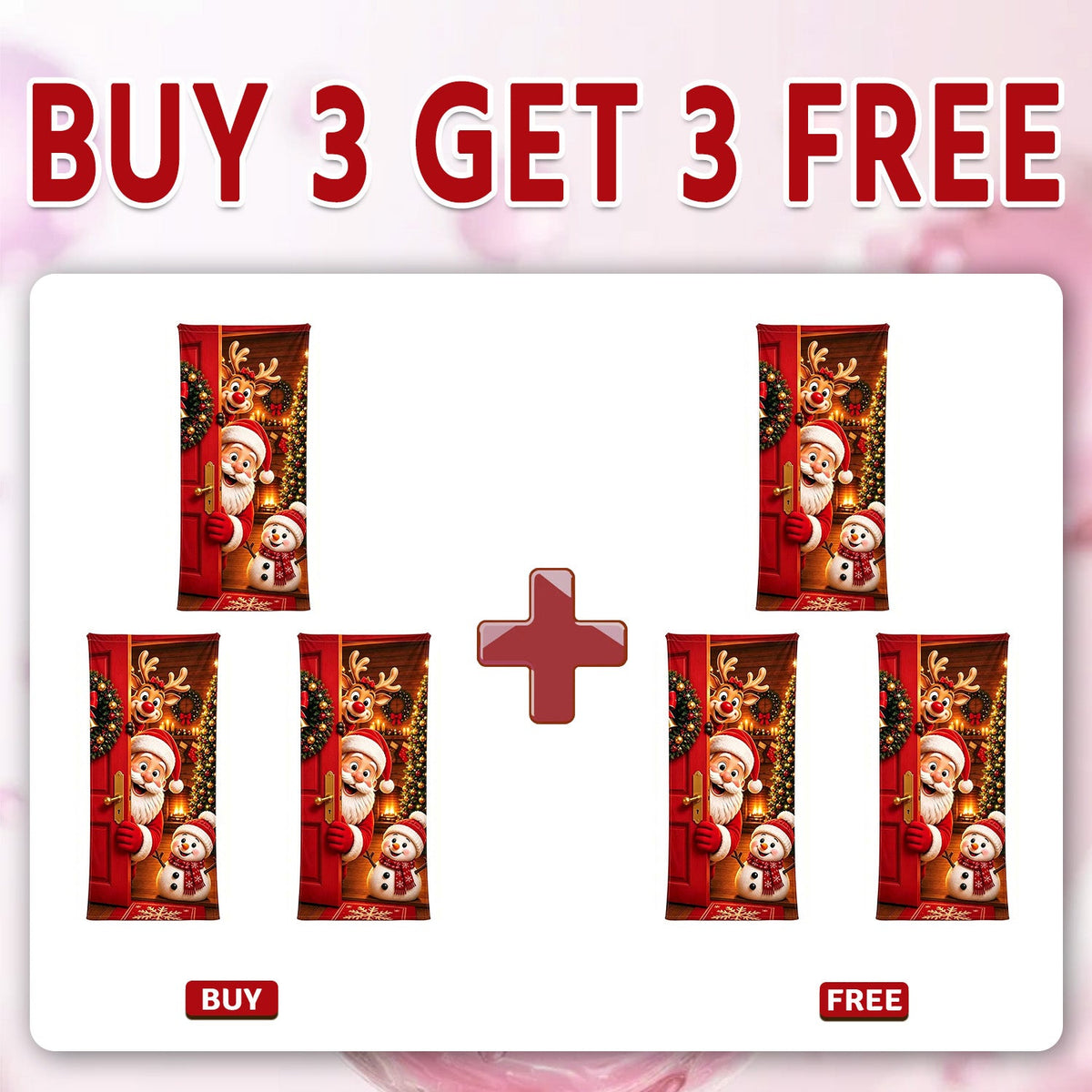 🎄 Limited-Time Sale | Christmas Stretch Door Cover – Santa & Reindeer Décor, 4-Side Elastic Fit, Installs in Seconds 🎅