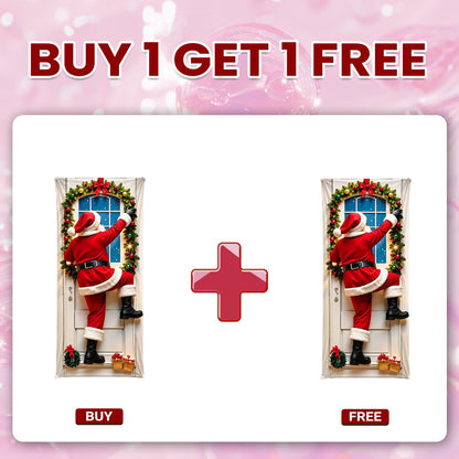🎄 Limited-Time Sale | Christmas Stretch Door Cover – Santa & Reindeer Décor, 4-Side Elastic Fit, Installs in Seconds 🎅