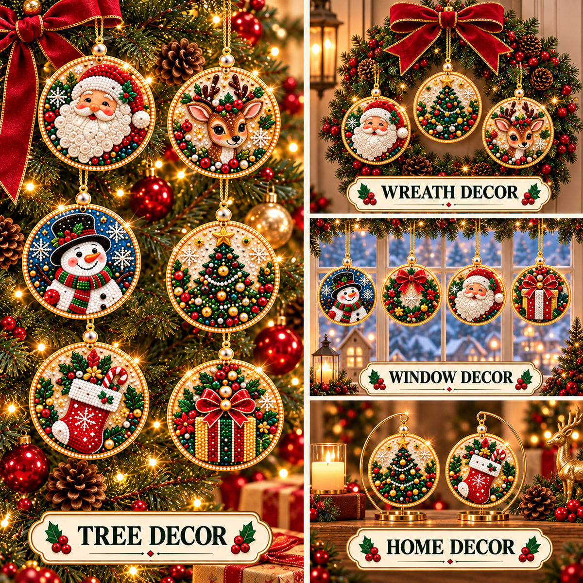 Christmas Diamond Painting Ornament Kit – Sparkling DIY Tree Decorations & Holiday Craft Gift
