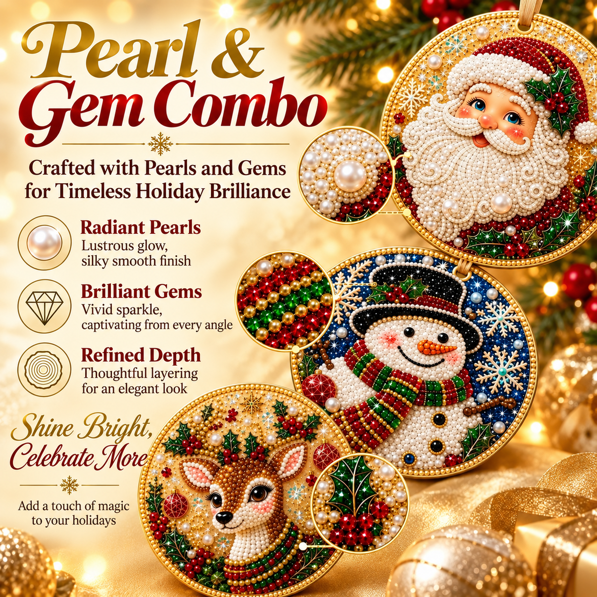 Christmas Diamond Painting Ornament Kit – Sparkling DIY Tree Decorations & Holiday Craft Gift