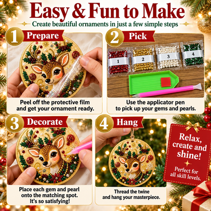 Christmas Diamond Painting Ornament Kit – Sparkling DIY Tree Decorations & Holiday Craft Gift