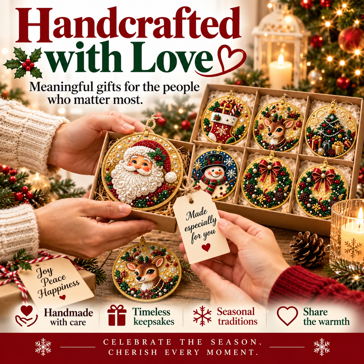 Christmas Diamond Painting Ornament Kit – Sparkling DIY Tree Decorations & Holiday Craft Gift