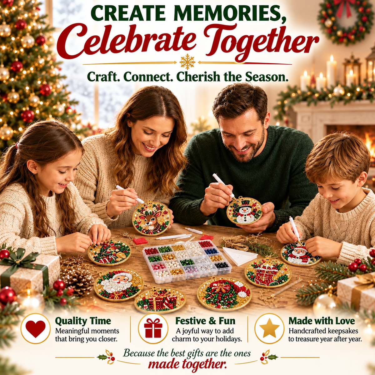 Christmas Diamond Painting Ornament Kit – Sparkling DIY Tree Decorations & Holiday Craft Gift