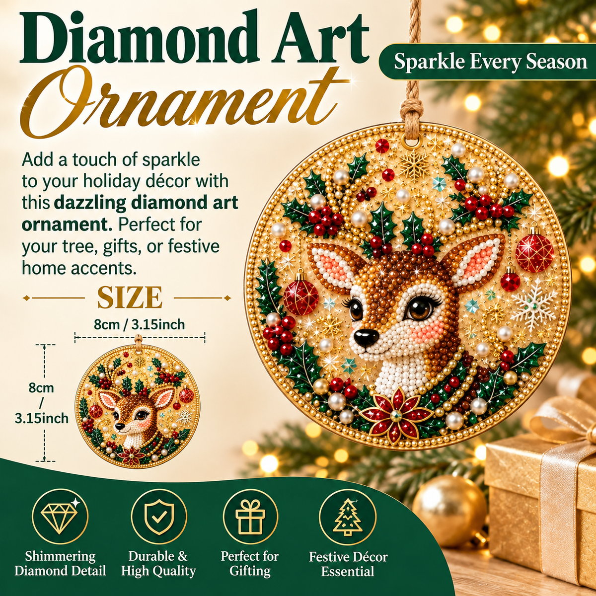 Christmas Diamond Painting Ornament Kit – Sparkling DIY Tree Decorations & Holiday Craft Gift