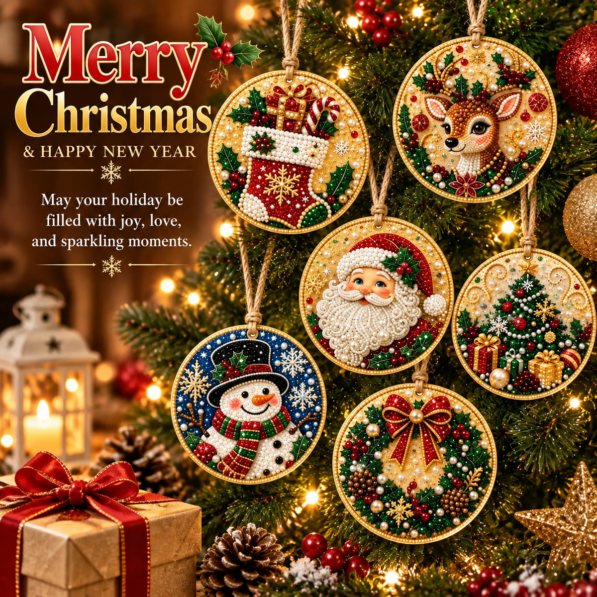 Christmas Diamond Painting Ornament Kit – Sparkling DIY Tree Decorations & Holiday Craft Gift