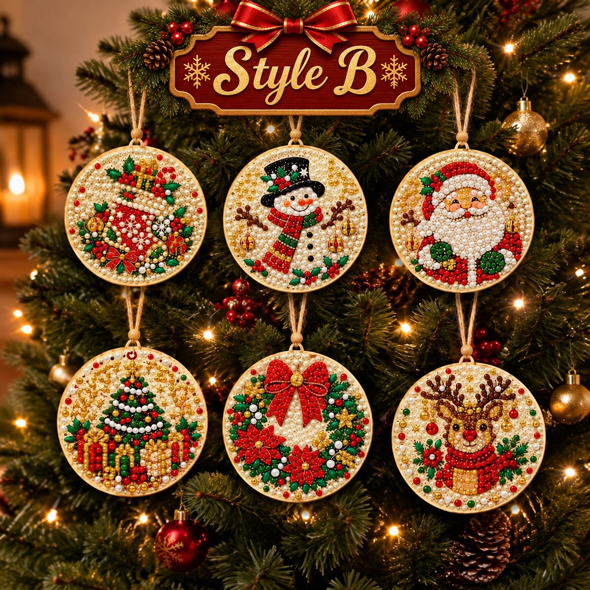 Christmas Diamond Painting Ornament Kit – Sparkling DIY Tree Decorations & Holiday Craft Gift