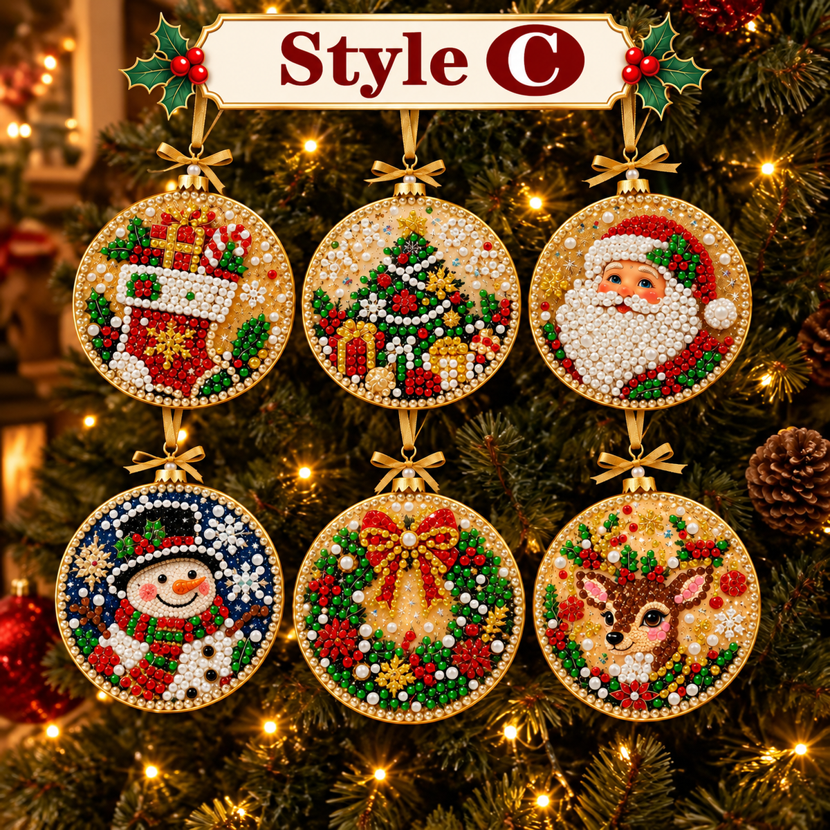 Christmas Diamond Painting Ornament Kit – Sparkling DIY Tree Decorations & Holiday Craft Gift